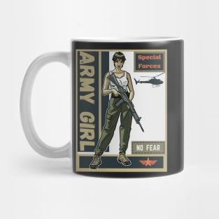 Black Anime Army Girl Mug